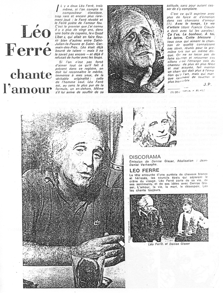 Léo Ferré, Télérama du 07/1974