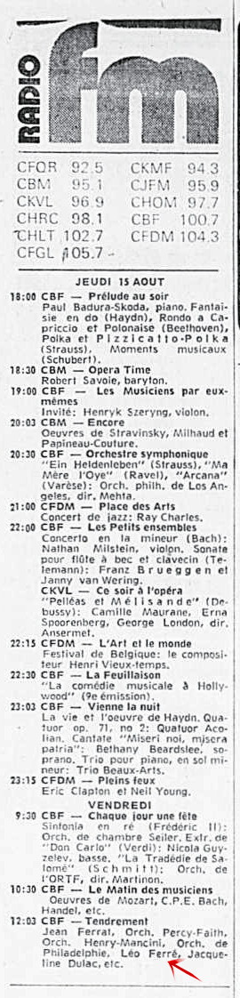 Léo Ferré - La presse, 15 août 1974, Cahier C