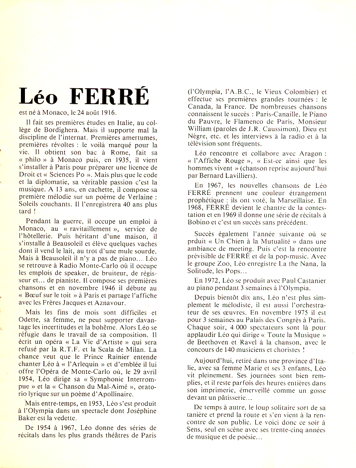 Léo Ferré - Sens le 25/02/1981