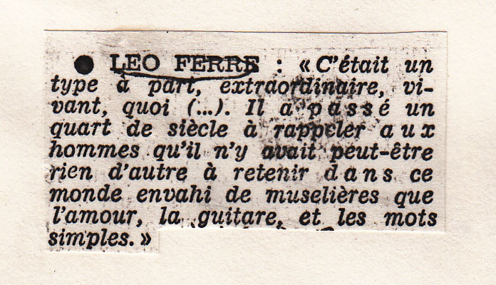 Léo Ferré - ??? des 8 & 9 juillet 1981
