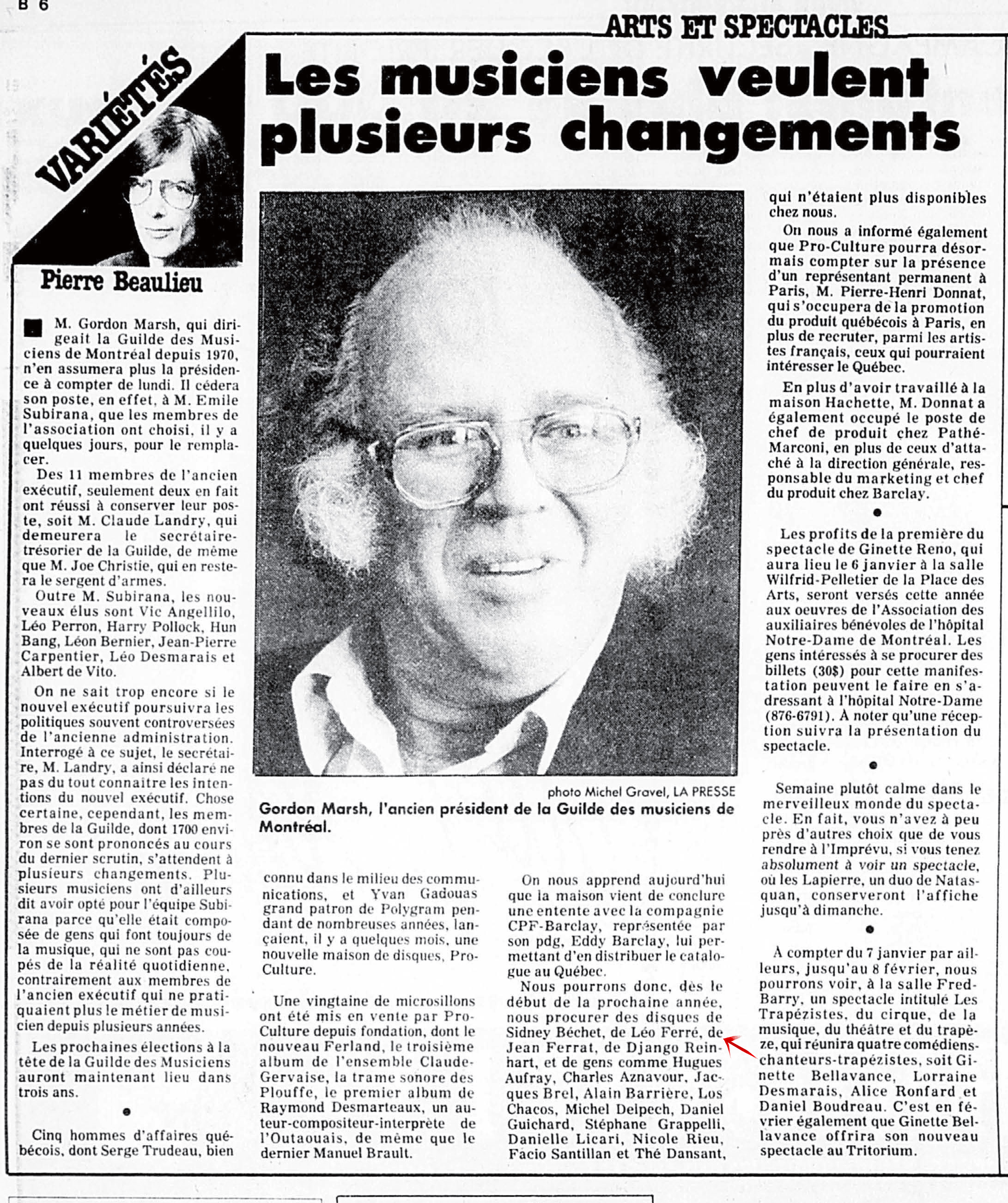 Léo Ferré - La Presse, 24 décembre 1981, B. Éditorial