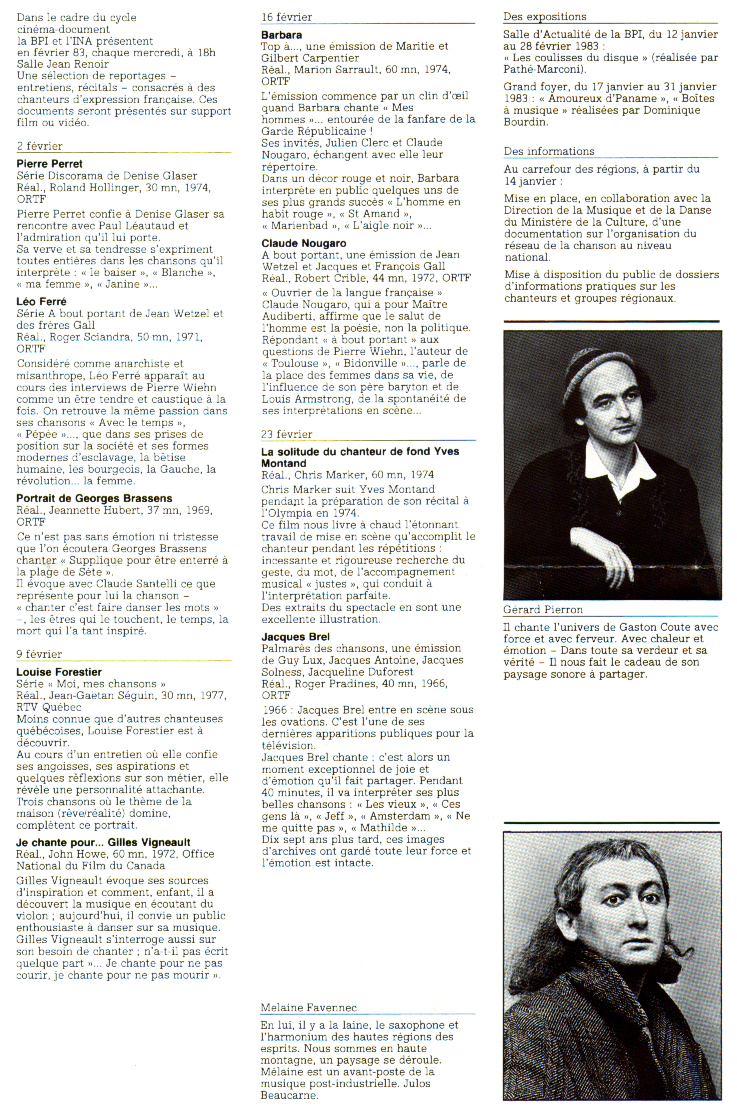 Léo Ferré, Images et chanson Centre Georges Pompidou 1983