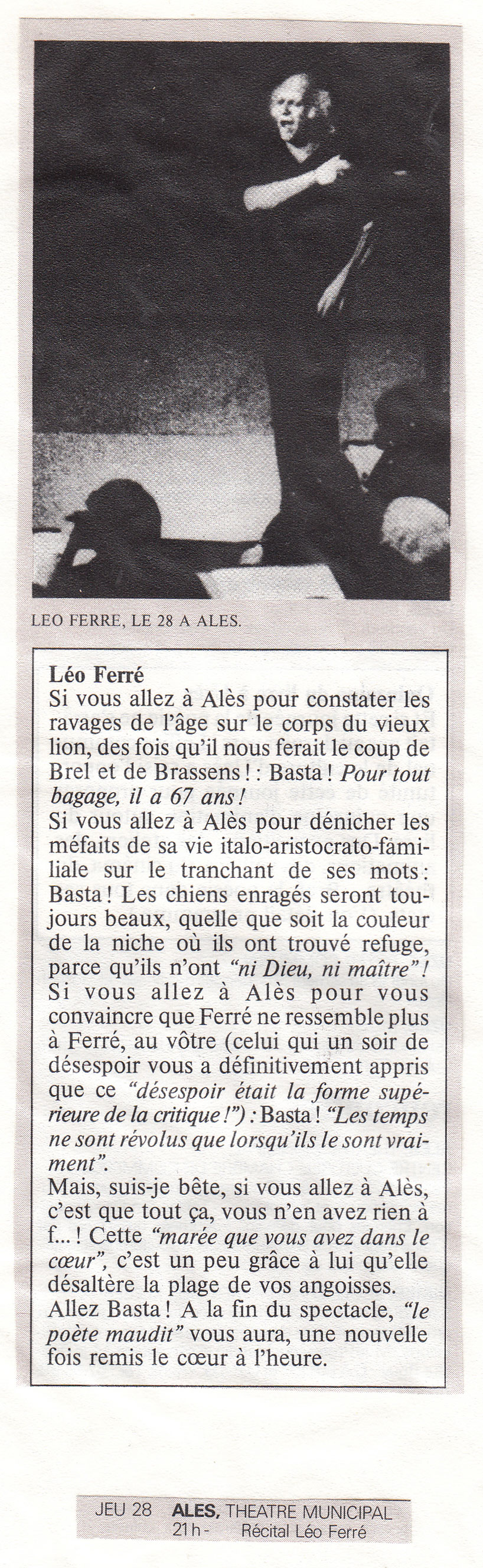 Léo Ferré - Calades n°38 d'avril 1983