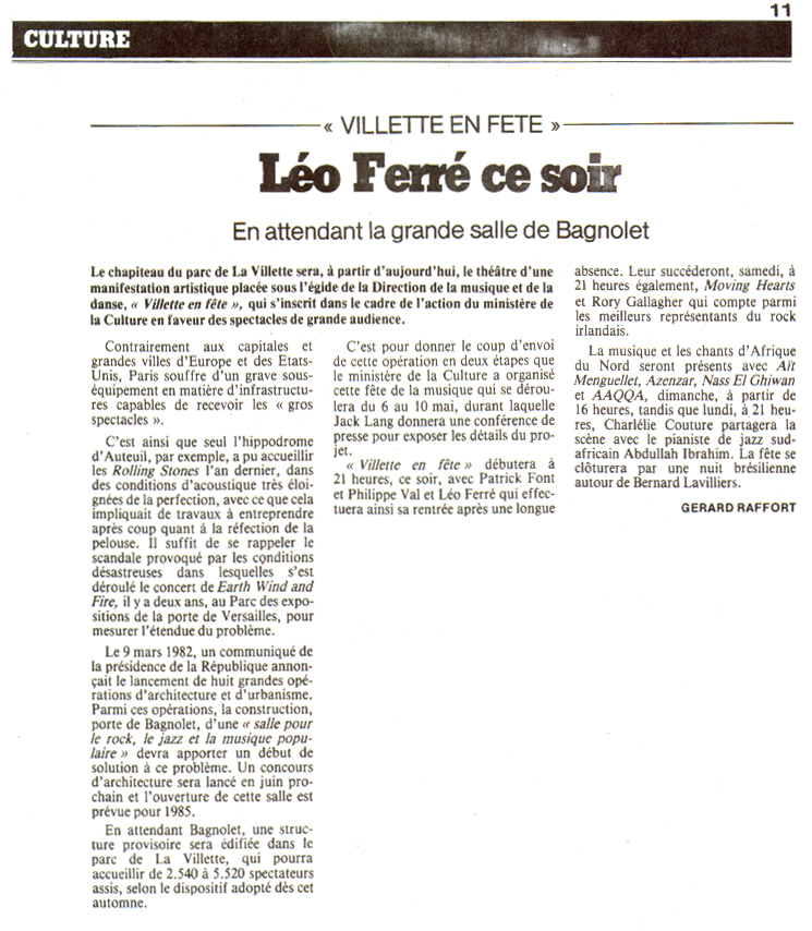 Léo Ferré - L'Humanité du 06/05/1983