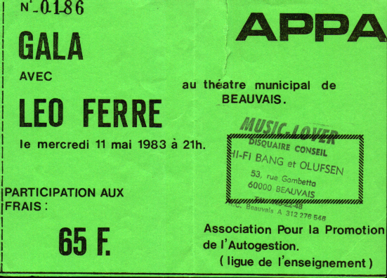 Léo Ferré - Beauvais 11/05/1983