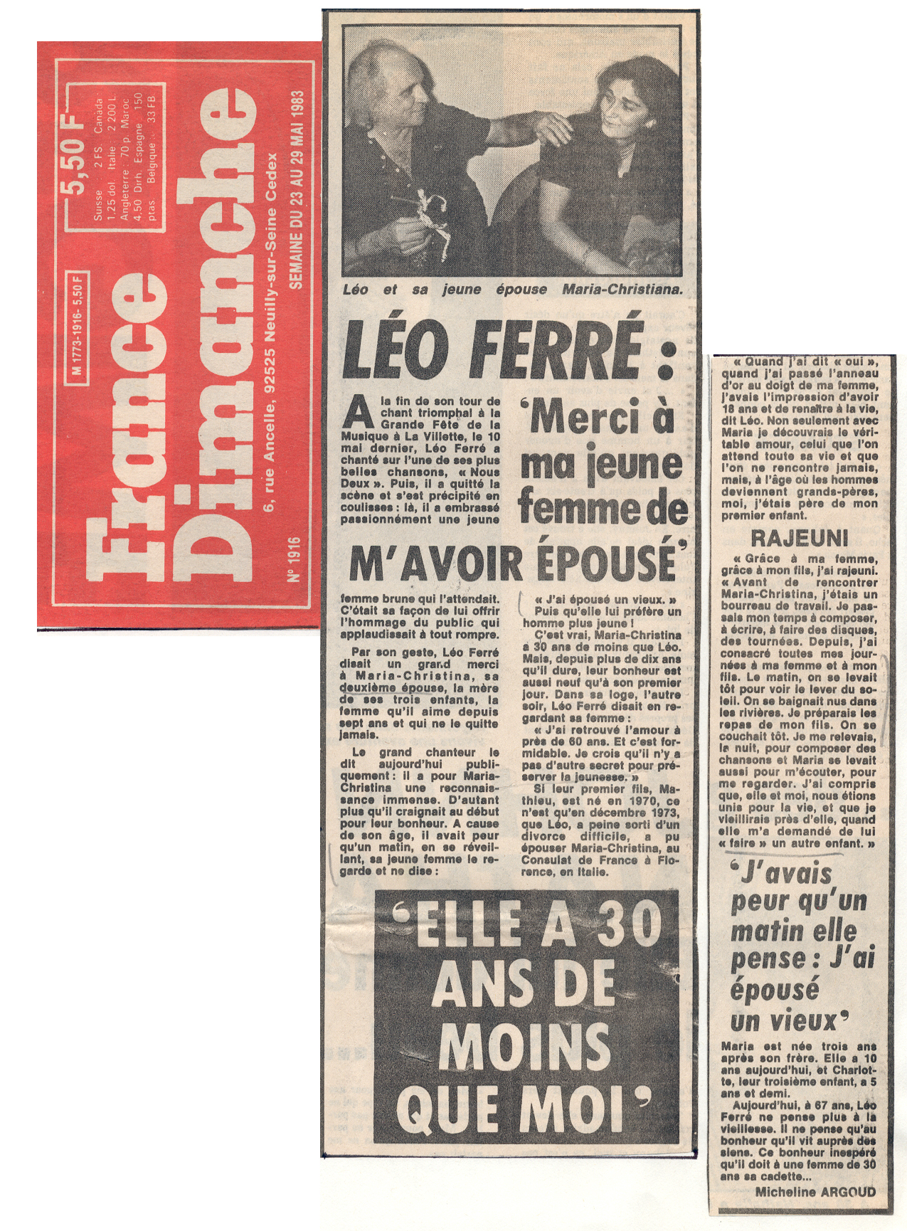 Léo Ferré - France Dimanche N°1916 du 23 au 29/05/1983