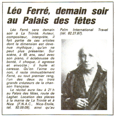 Léo Ferré - Nice Matin du 03/06/1983