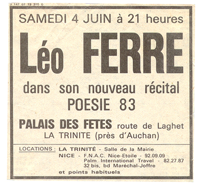 Léo Ferré, Nice Matin du 04/06/1983