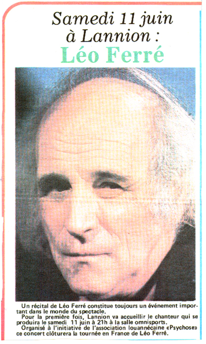 Léo Ferré - La dépêche trégoroise du 09/06/1983