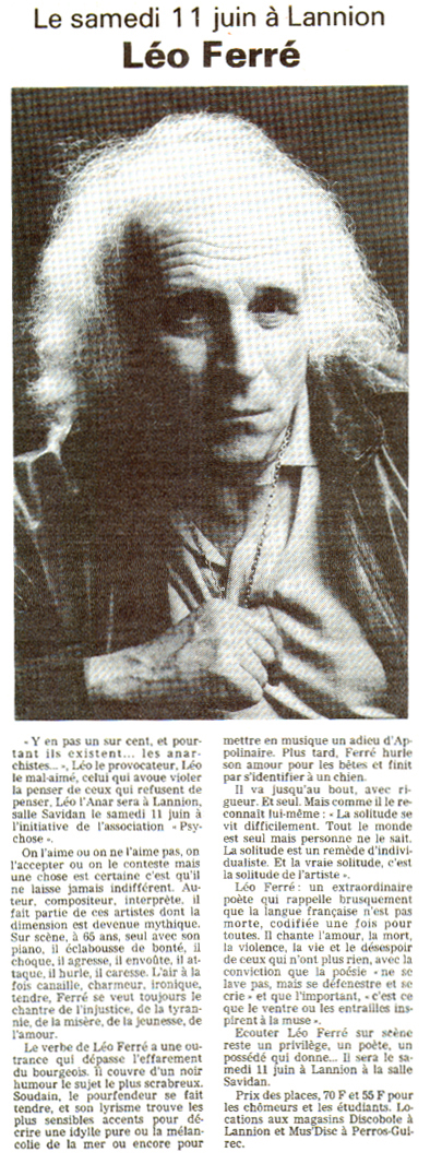Léo Ferré - Lannion du 11/06/1983