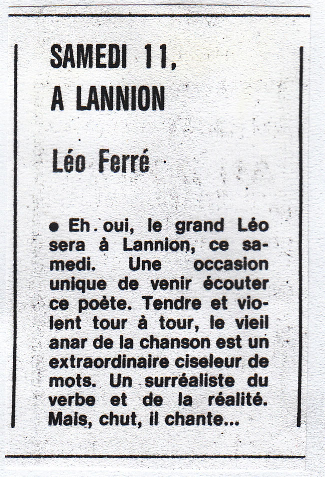Léo Ferré - Le Trégor du 11 juin 1983