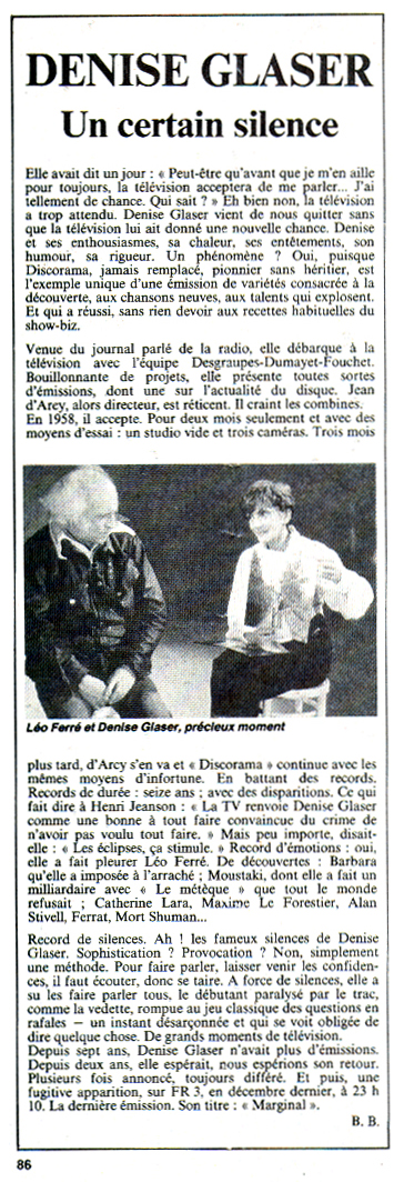 Léo Ferré - Télérama du 18 au 24/06/1983