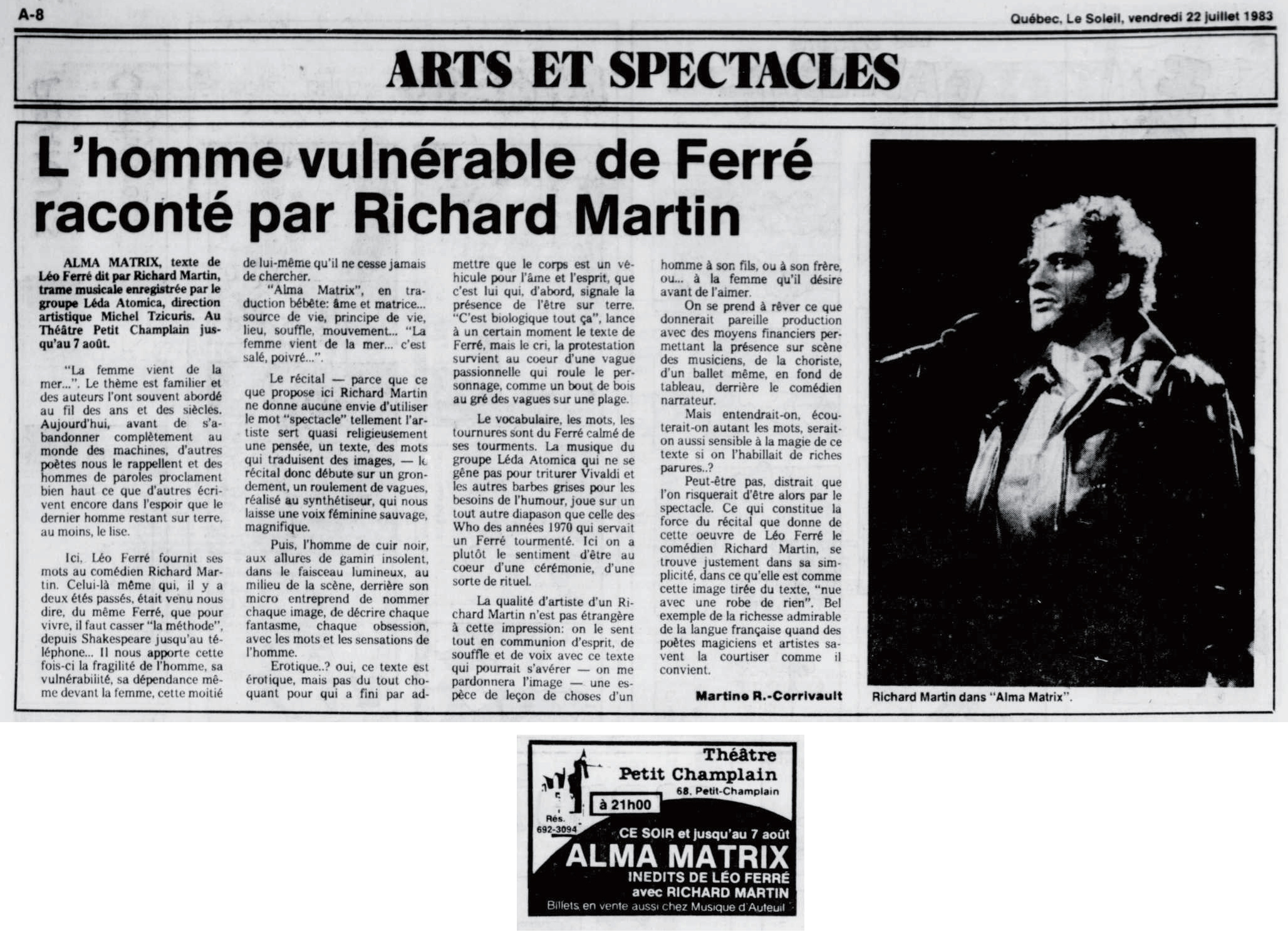 Léo Ferré - Le soleil, 1896- (Québec), 22 juillet 1983, Cahier A