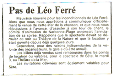 Léo Ferré, Nice Matin du 09/08/1983