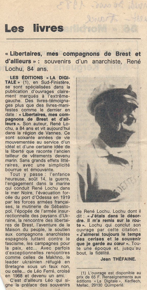 Léo Ferré - Ouest-France 30/11/1983