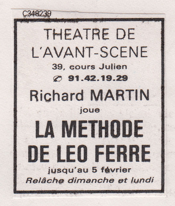 Léo Ferré - Le Provençal du 27 janvier 1986
