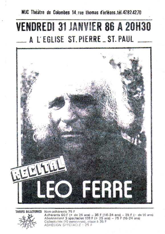 Léo Ferré - Colombes 30/01/1986