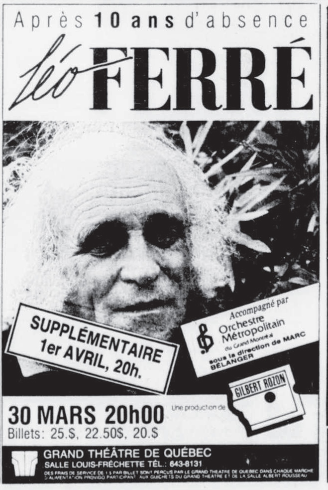 Léo Ferré - Le soleil, 1896- (Québec), 15 mars 1986, Cahier D
