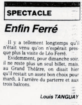 Léo Ferré - Le soleil, 1896- (Québec), 28 mars 1986, Cahier C