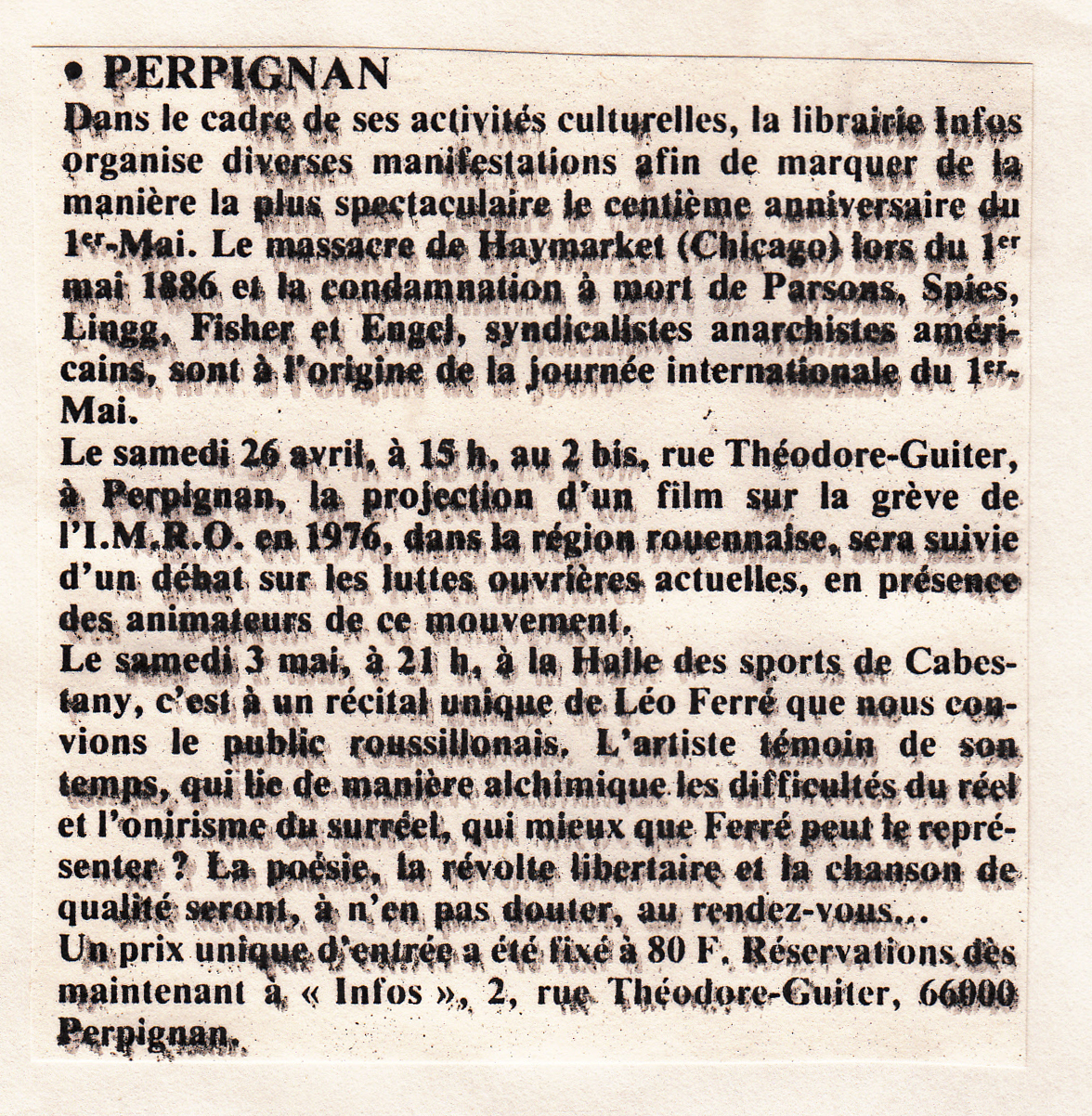 Léo Ferré - Le Monde Libertaire du 24/04/1986