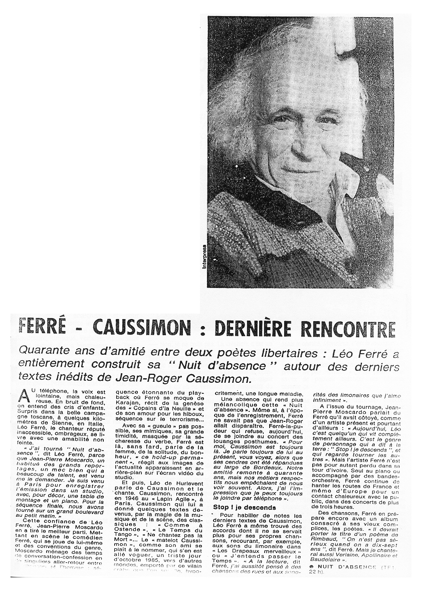 Léo Ferré - La Nouvelle République du 02/05/1986