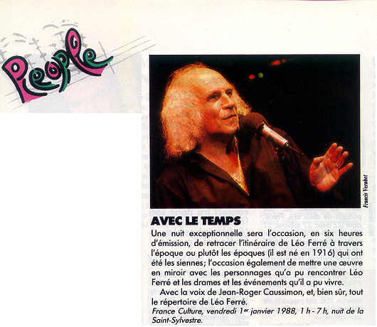 Léo Ferré - Paroles et Musique N°3-NS, mensuel de Janvier 1988