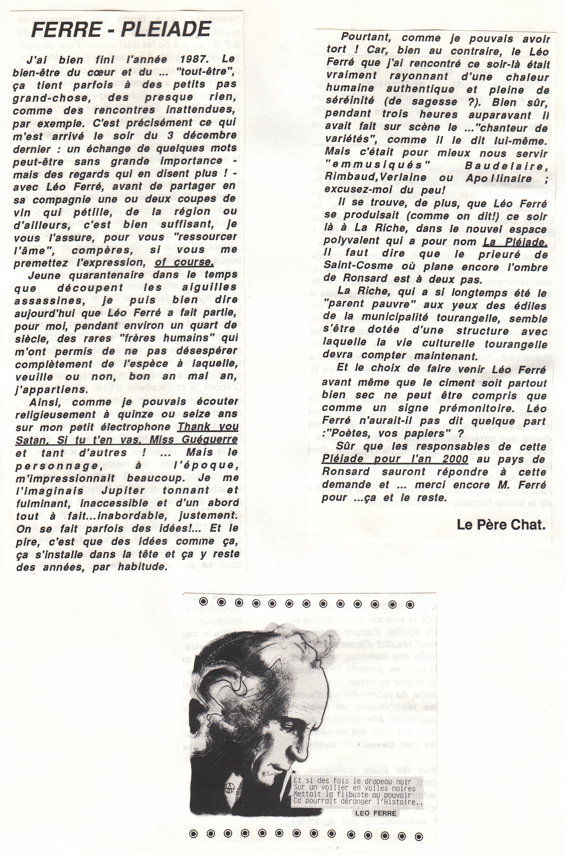 Léo Ferré - Le Libertaire n°83 de février 1988