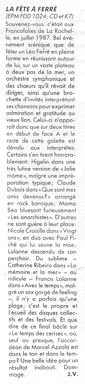 Léo Ferré - Paroles et Musique N° NS5, mensuel de Janvier 1988