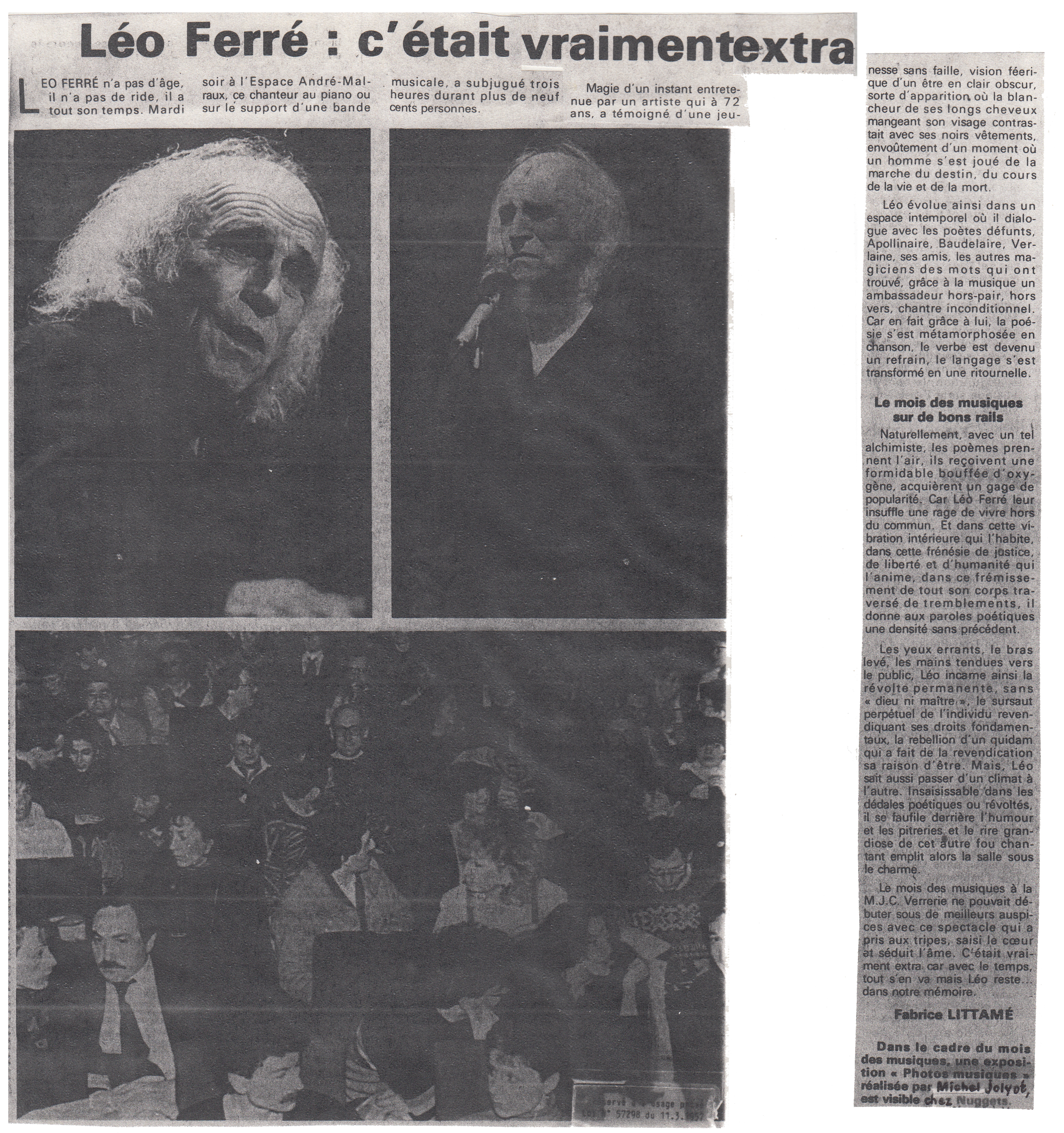 Léo Ferré - L'Union de Reims du 03/03/1988