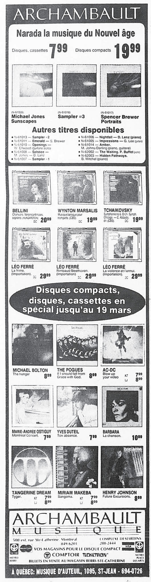 Léo Ferré - La Presse, 12 mars 1988, E. Arts et spectacles