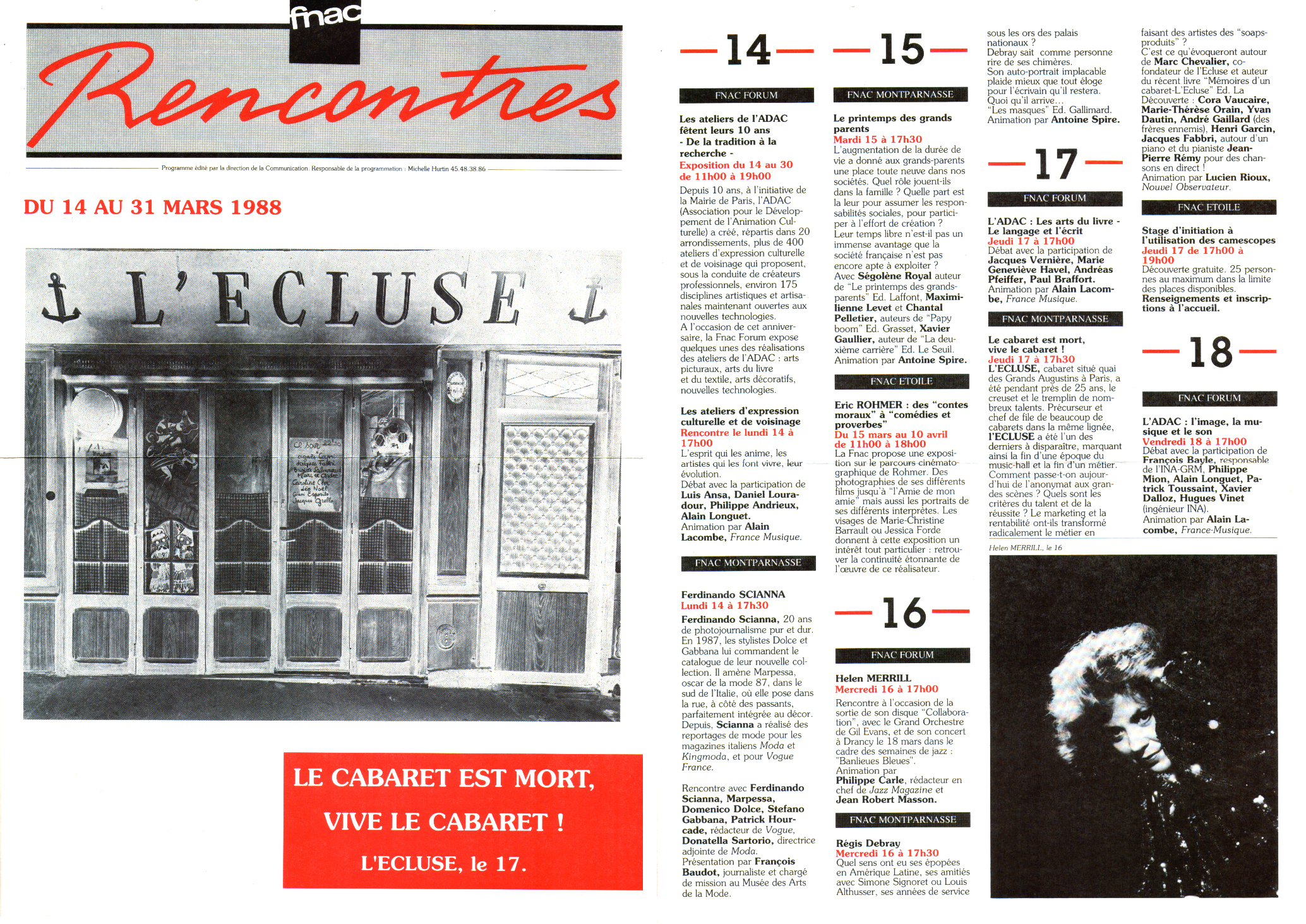 Léo Ferré - Rencontres Fnac du 14 au 31/03/1988