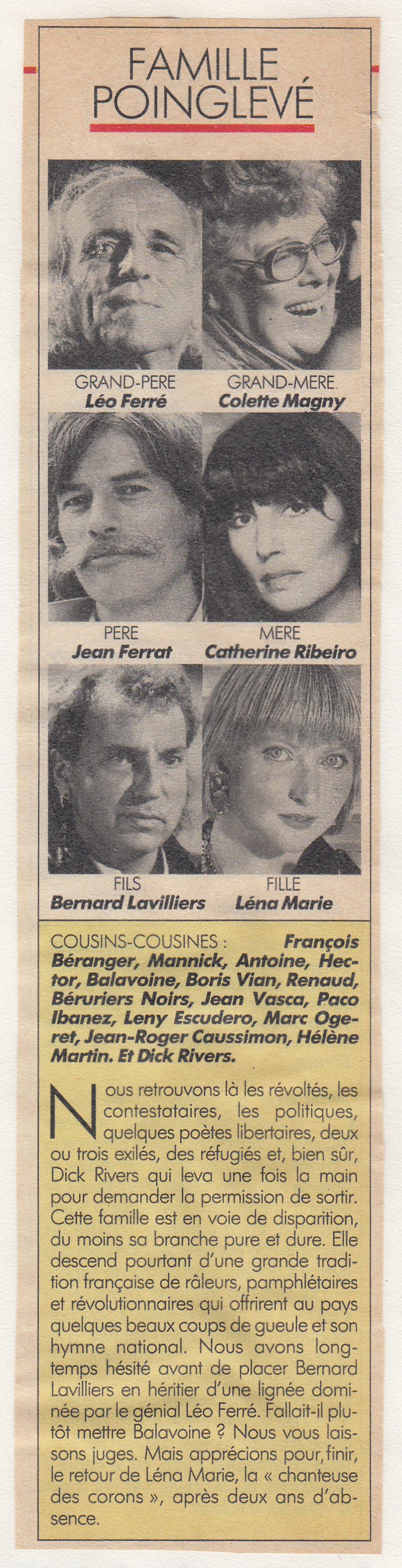 Léo Ferré - Télérama du 30/03/1988