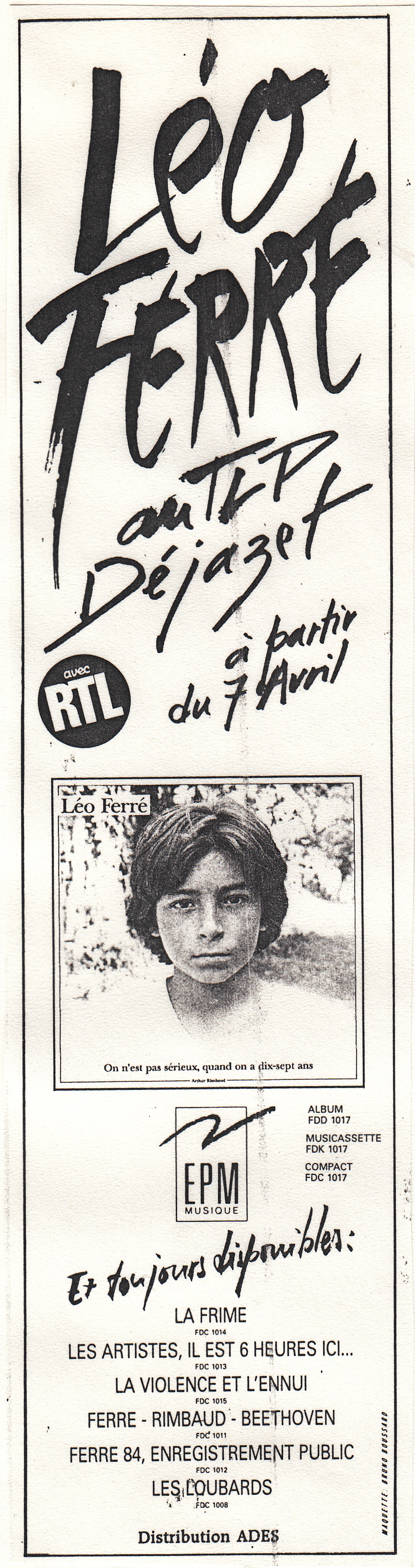 Léo Ferré - LL'Événement du jeudi du 31/03 au 06/04/1988