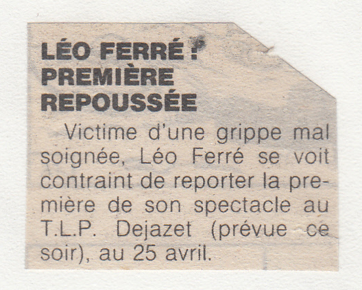 Léo Ferré - Le Parisien du 07/04/1988