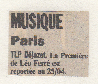 Léo Ferré - Libération du 07/04/1988