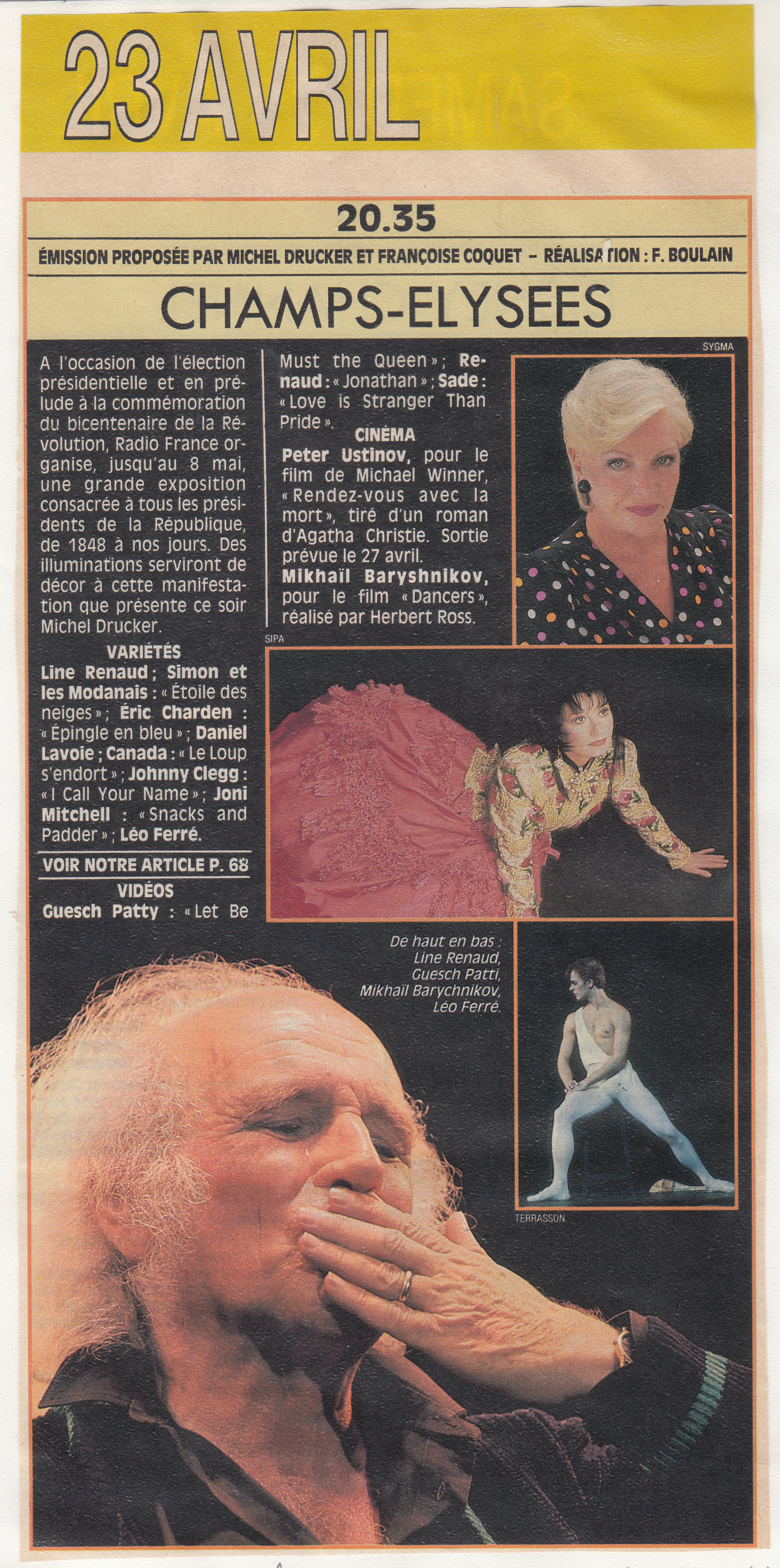 Léo Ferré - Le Figaro TV magazine du 16/04/1988