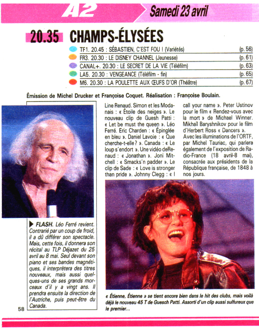 Léo Ferré - Télé Poche du 23/04/1988