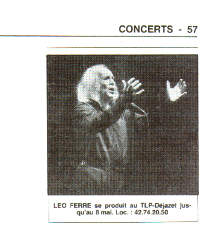 Léo Ferré - Pariscope du 25/04/1988