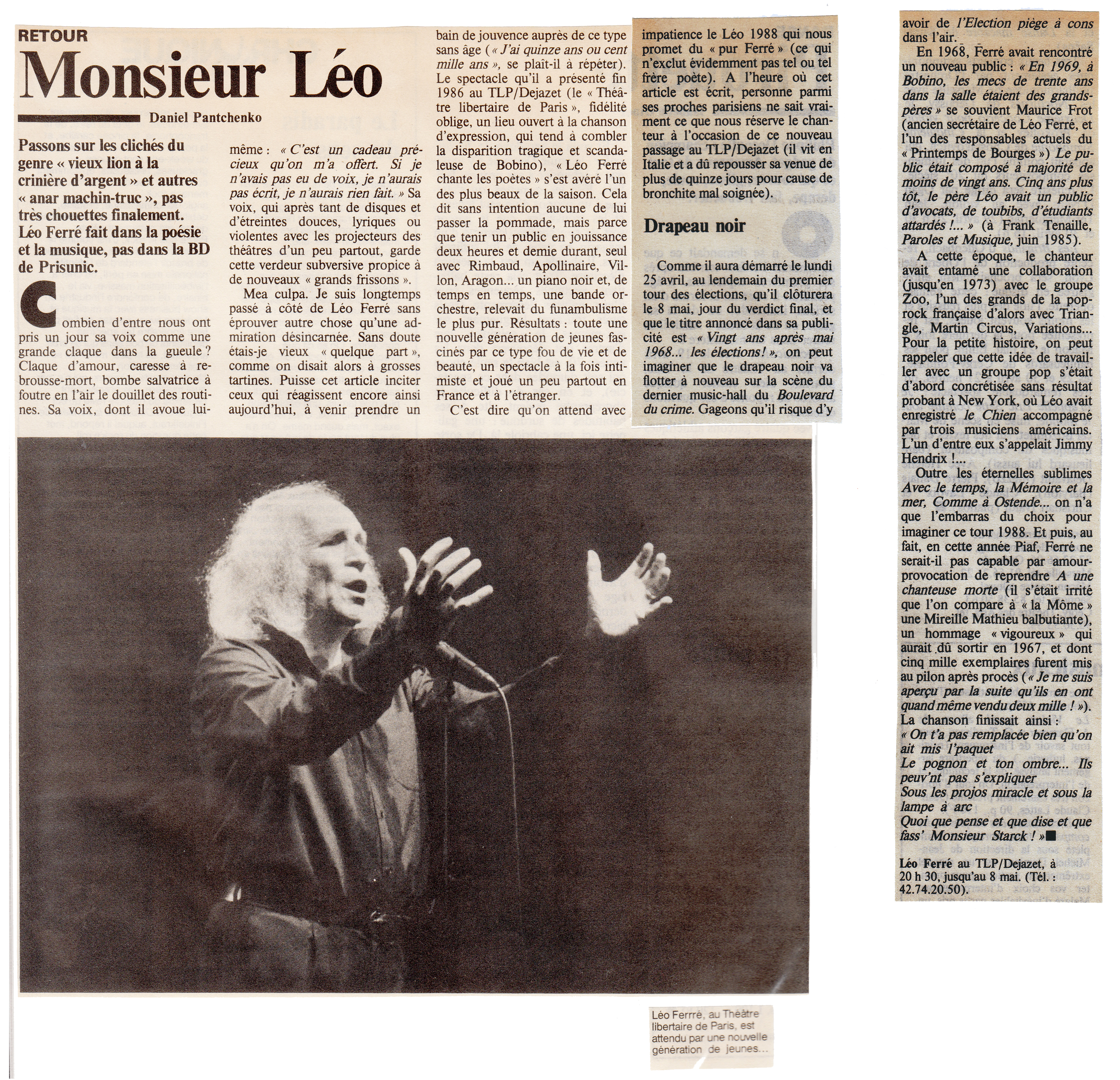 Léo Ferré - Révolution N°426 du 29/04 au 05/05/1988