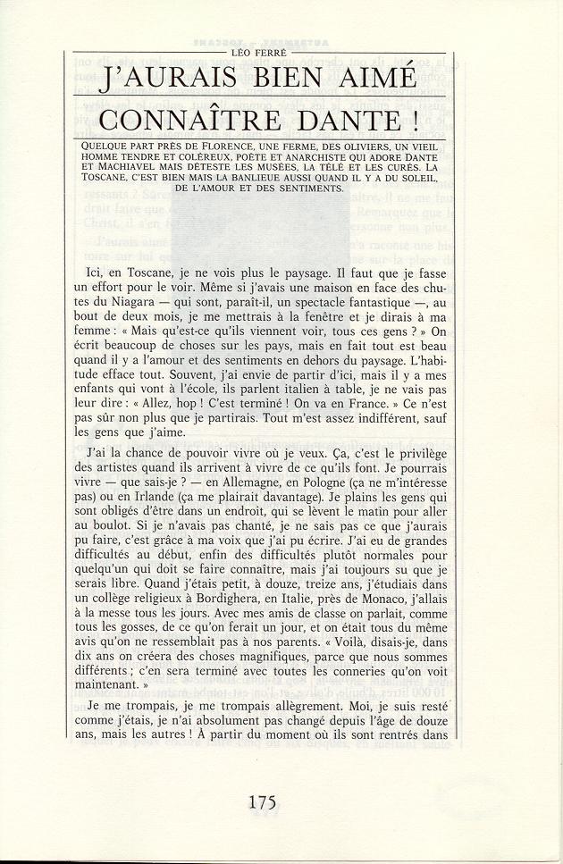 Léo Ferré - Autrement Hors-Série n°31 de Mai 1988
