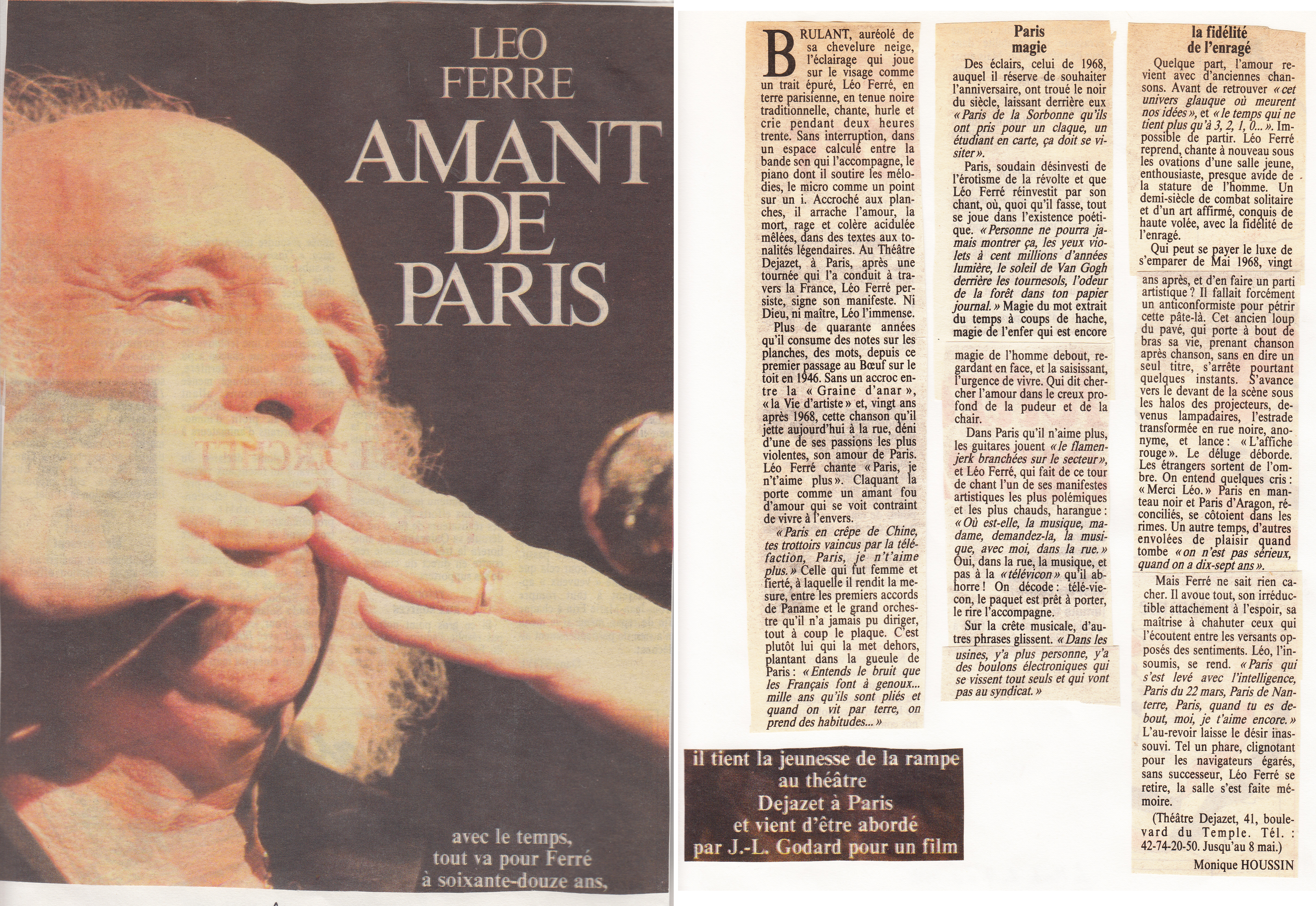 Léo Ferré - L'Humanité Dimanche N°159 du 06/05/1988