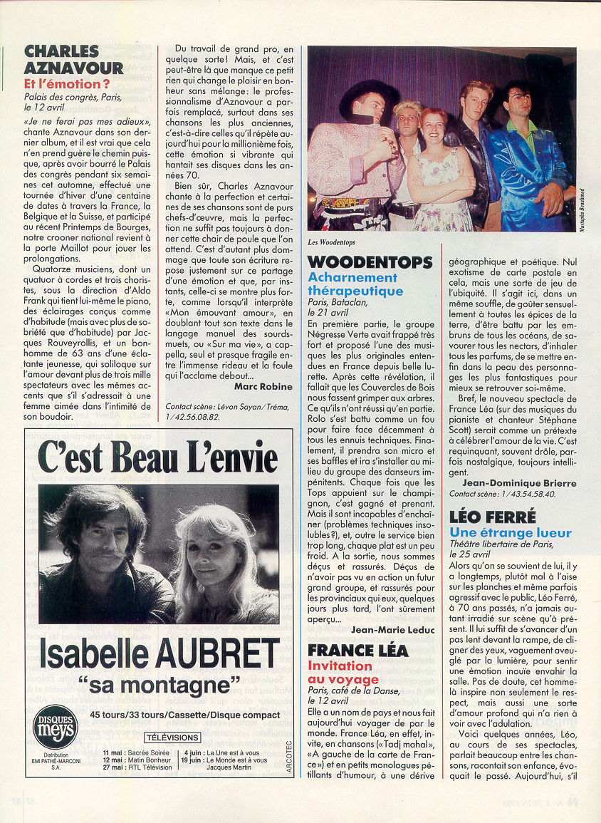 Léo Ferré - Paroles et Musique N°NS8, mensuel de Juin 1988