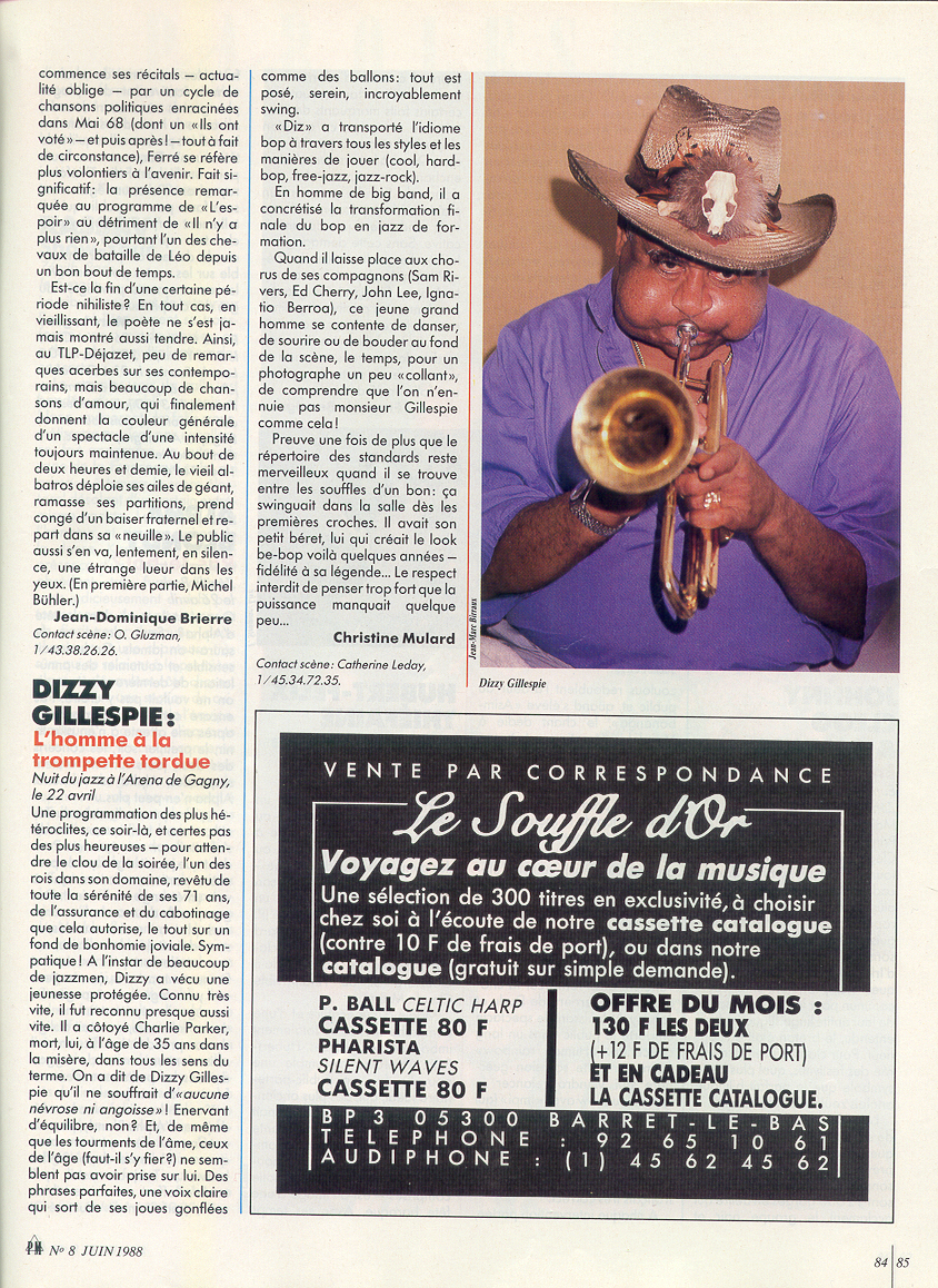 Léo Ferré - Paroles et Musique N°NS8, mensuel de Juin 1988
