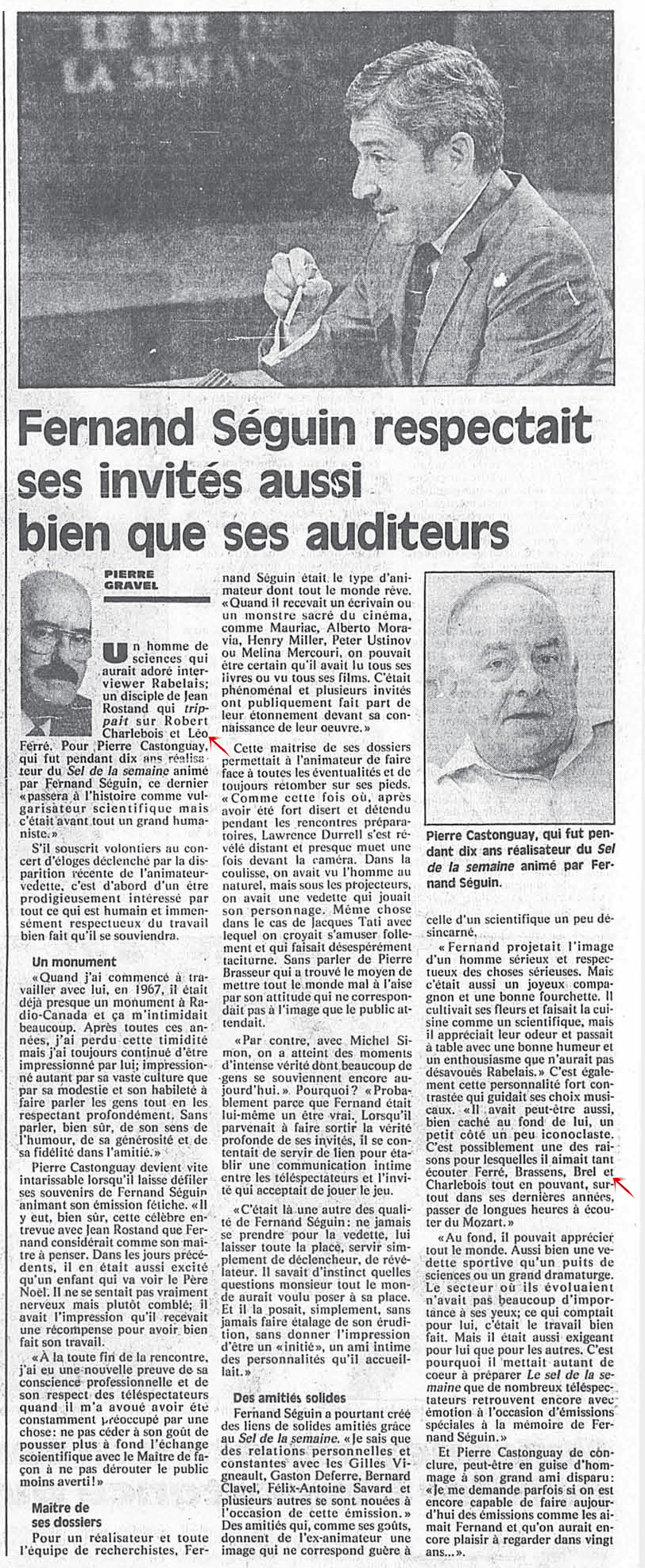 Léo Ferré - La Presse, 25 juin 1988, B. La Presse Plus