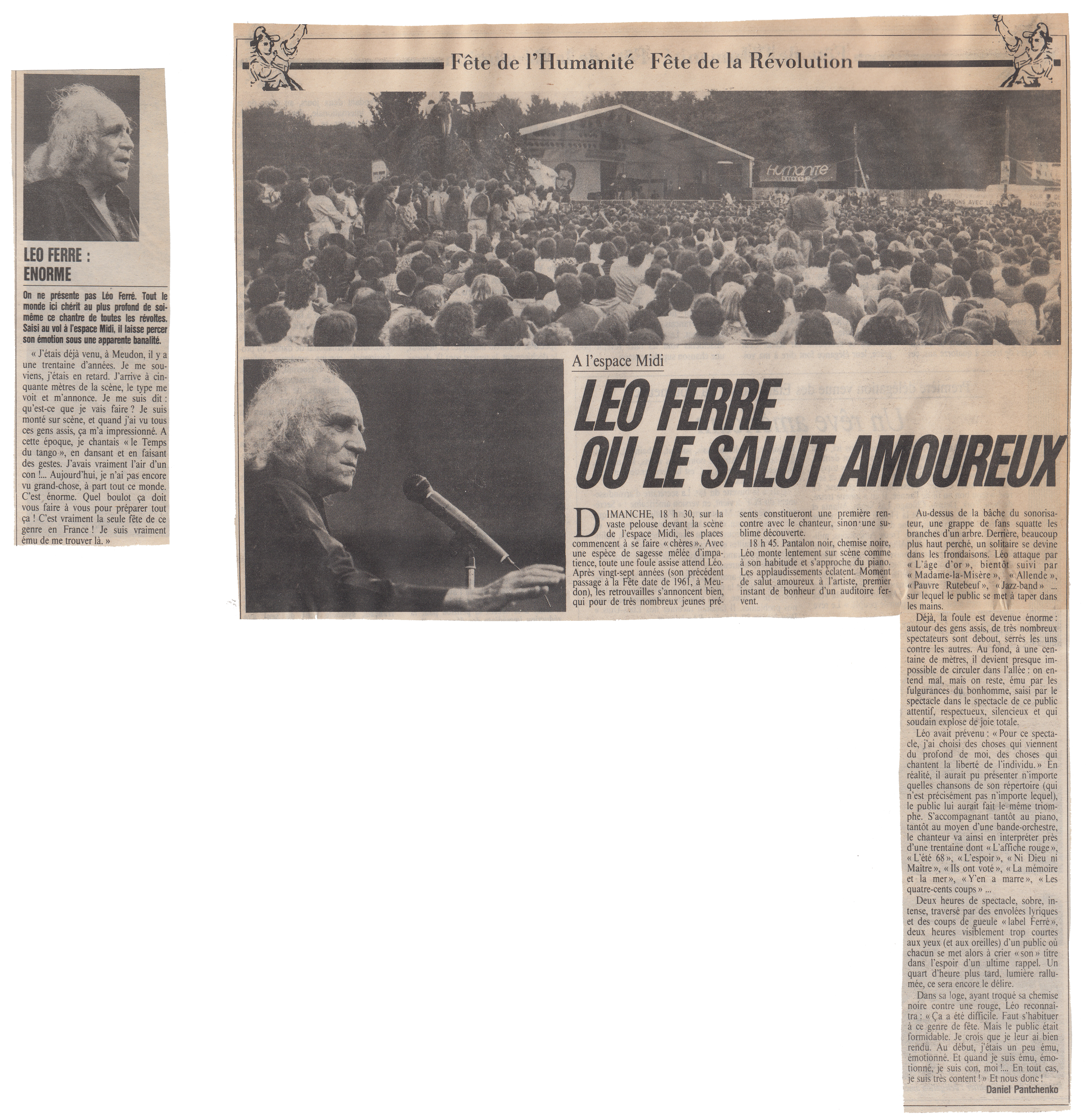 Léo Ferré - L'Humanité N°13707 du 13/09/1988