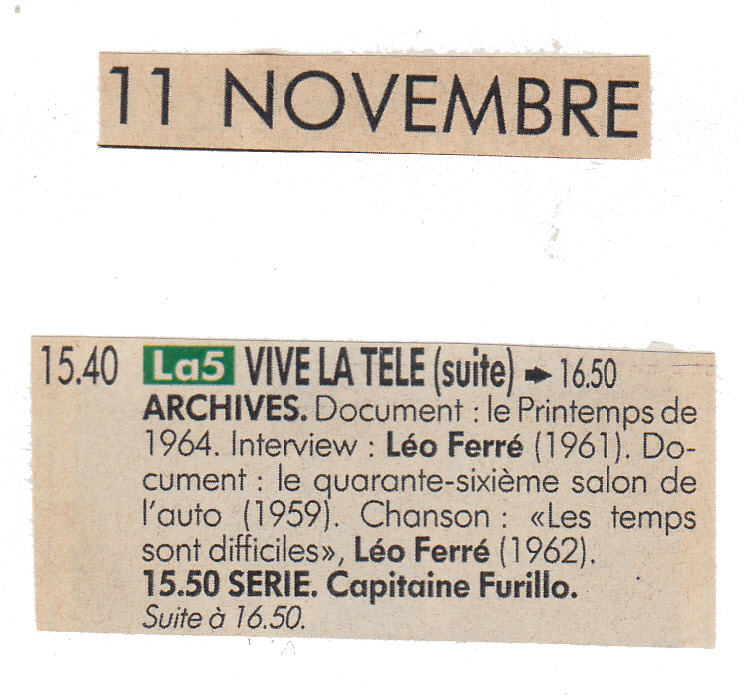 Léo Ferré - Télérama du 03/11/1988
