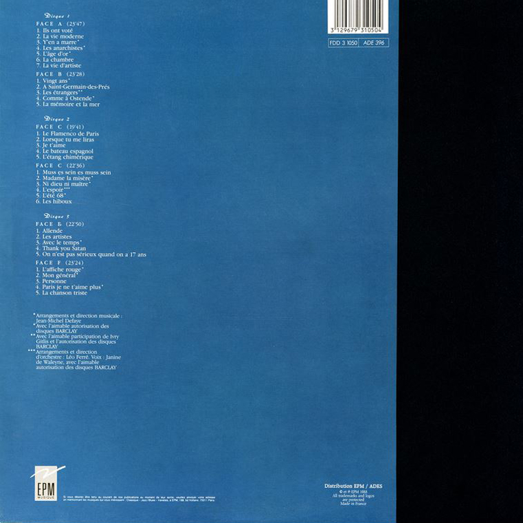 Léo Ferré - Récital TLP Déjazet 1988, EPM Musique