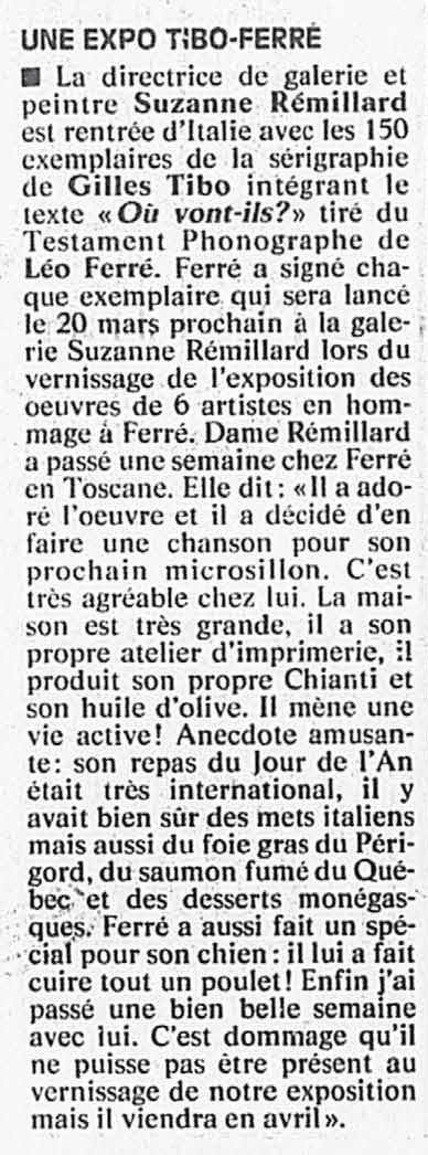 Léo Ferré - La Presse, 21 janvier 1990, D. Arts et spectacles