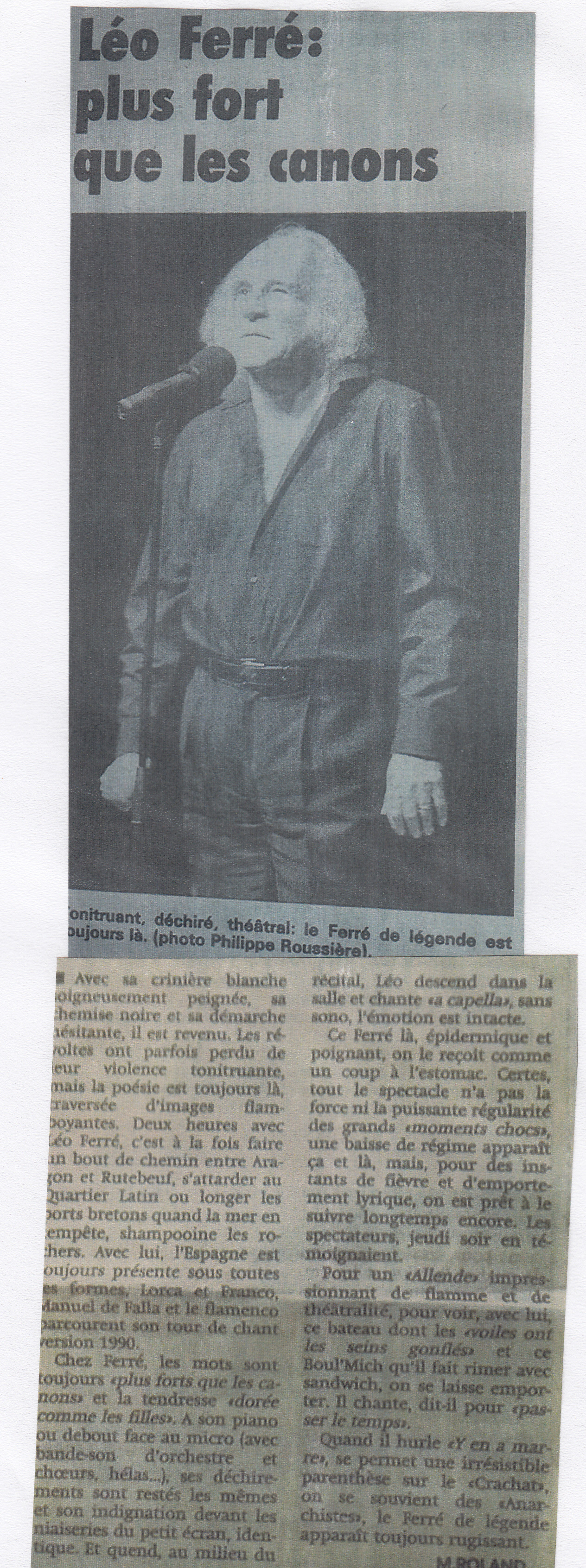 Léo Ferré - Midi libre du 30/01/1990