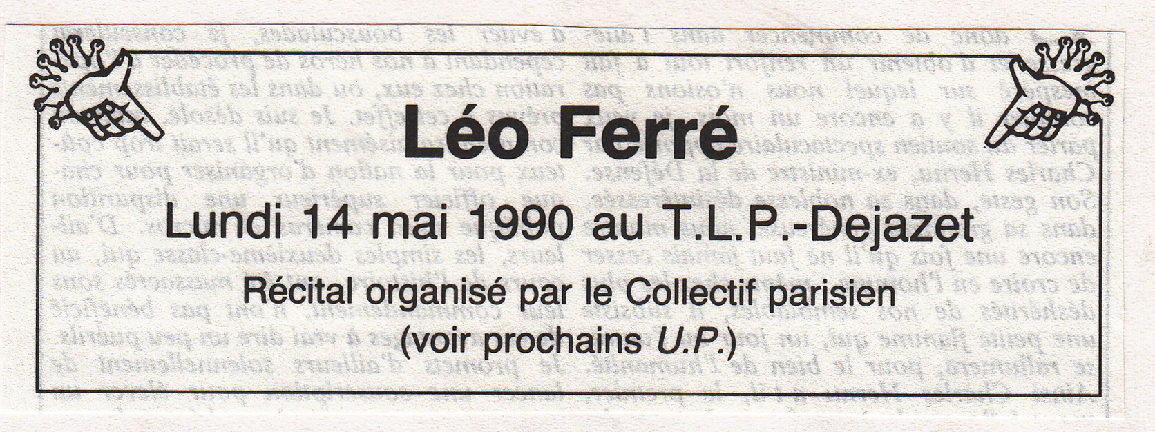 Léo Ferré - Union pacifiste n° 262, de mars 1990